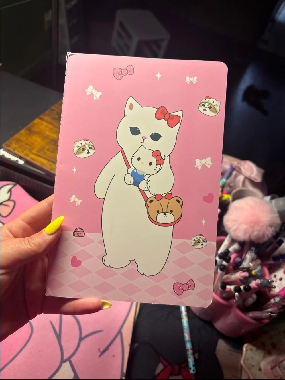 Pink Cute Cat soft Notebook with Cartoon Design